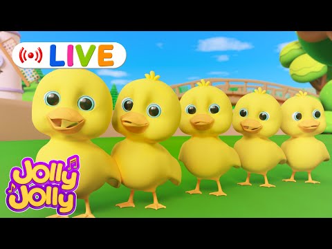 LIVE🔴Five little ducks, Five little monkeys + More | Jolly Jolly & Numbers - Best Kids Songs!