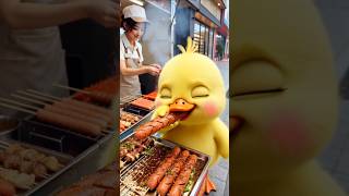 Cute Duck Gets Grilled Sausage, Thoughtful Cat Takes It Home—Whole Family’s Happy Yard Feast