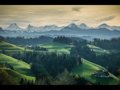 4K drone flight over Emmental in switzerland