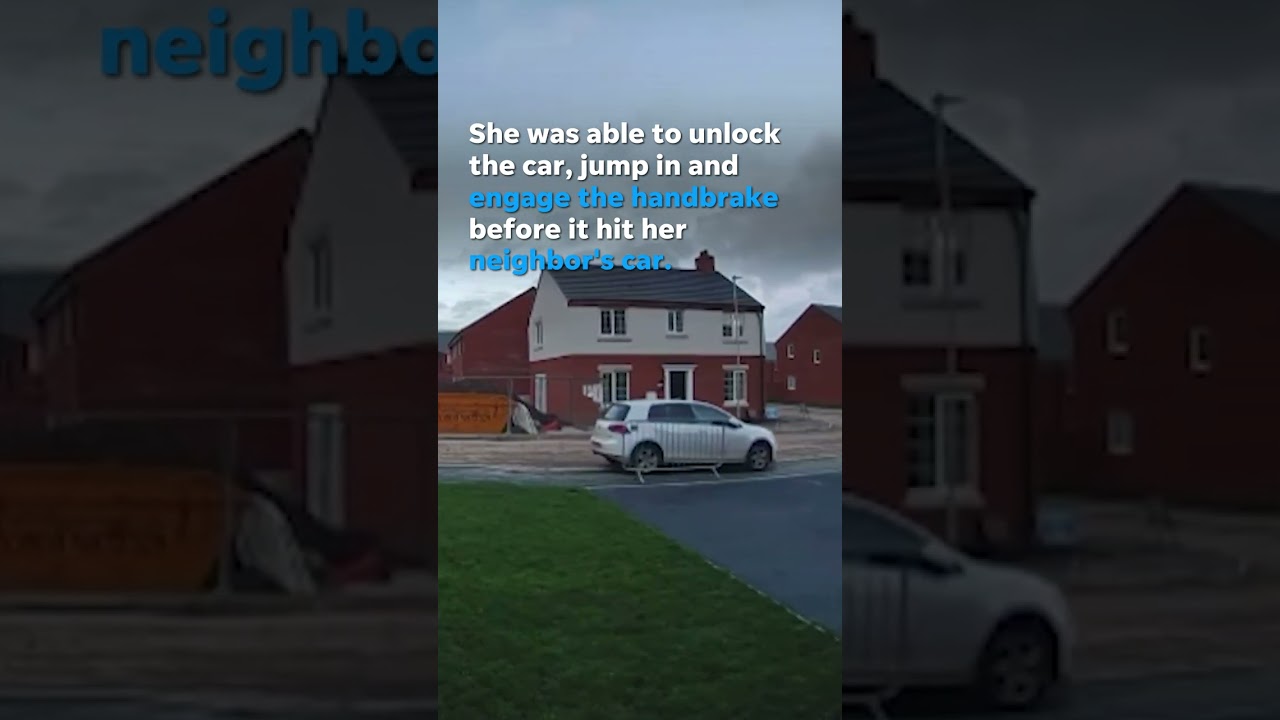 Watch: Woman sprints after car after forgetting handbrake #Shorts