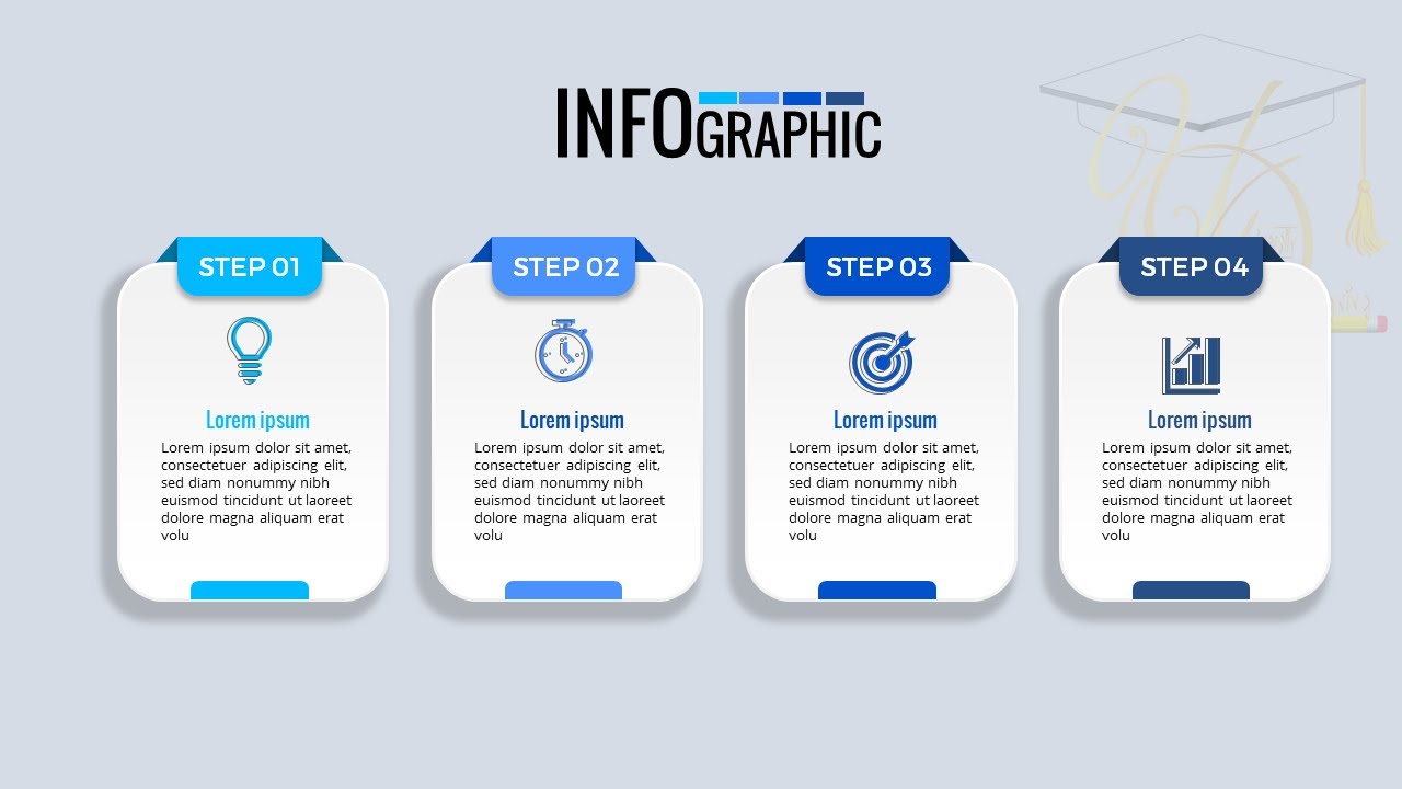create 4 steps process infographic design in PowerPoint  tutorial no 75
