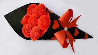 Diy Paper Flower Bouquet | Handmade Valentine Day Gift Making Ideas | Tahiya Crafty Creation