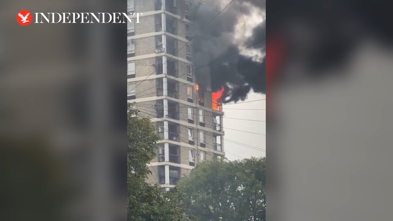 Huge fire breaks out at London tower block as 70 firefighters tackle blaze