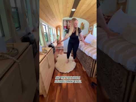 School Bus Turned DREAM HOME 😍 #skoolieconversion #skoolie #rvtour #vantour #bustour #renovation