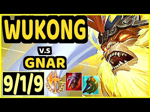 WUKONG vs GNAR - 9/1/9 KDA TOP GAMEPLAY - EUW Ranked GRANDMASTER