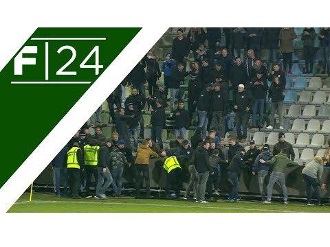 Incredible scenes as fans help lift broken advertising boards!