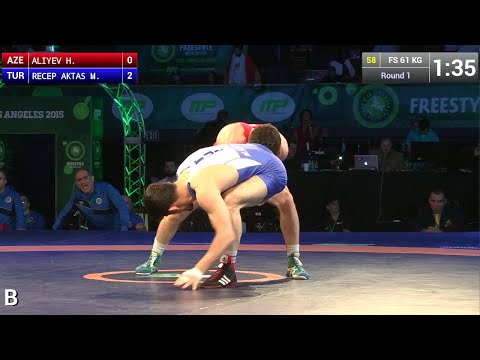 Round 1 FS - 61 kg: Haji ALIYEV (AZE) df. Munir RECEP AKTAS (TUR) by TF, 17-4