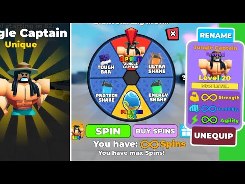 How to get free OP Jungle Captain! - Unlimited Spins Tactic - Get Unlimited Eggs 💪Muscle Legends