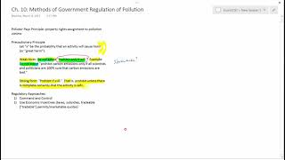 Ch. 10: Methods of Government Regulation of Pollution