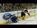 Brad Marchand hip checks Sami Salo w/SlowMo 1/7/12