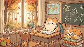 Back to Focus 🍂 Autumn Lofi with Mochi Cat at a Cozy Study Desk