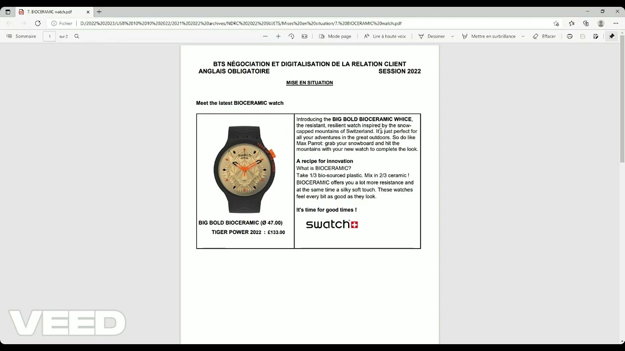 ANGLAIS BTS NDRC - exemple de mise en situation 