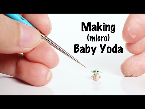 Making Micro Baby Yoda (The Mandalorian) - Polymer Clay Miniature