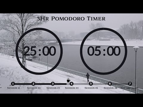 25 Minute Pomodoro Timer 🔥Fire Crackling Sound 📚3-Hour Study ⏱Pomodoro 25/5, 25 min x 6 sets