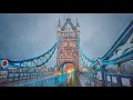 London Rain Walk Early Morning City Of London Ambience To Iconic Tower Bridge 4K 60FPS