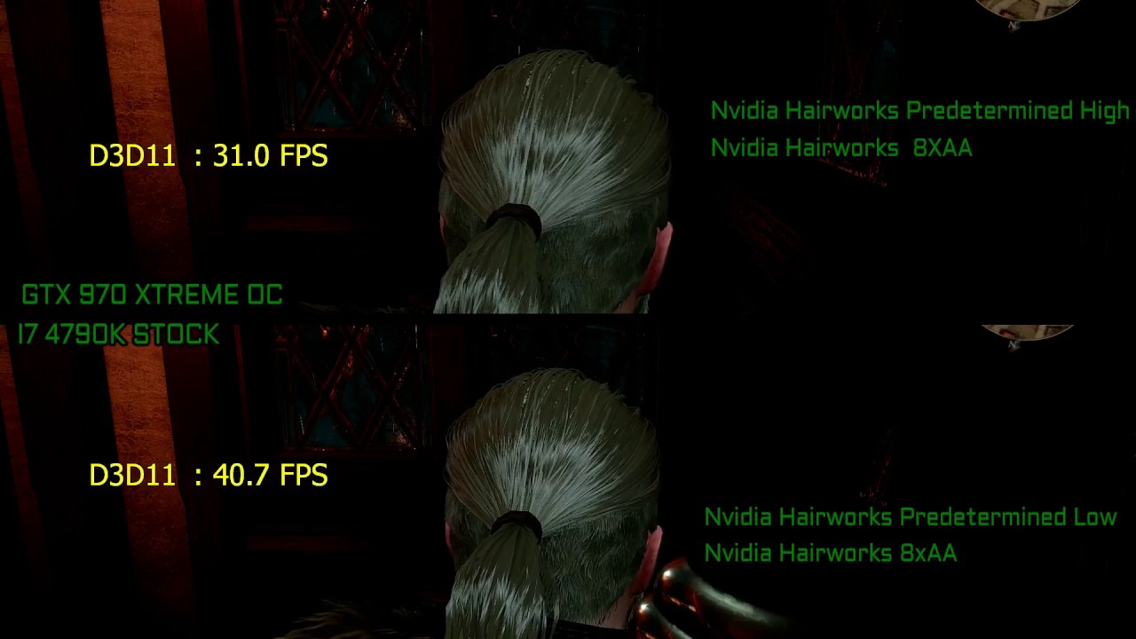The Witcher 3 Nvidia HairWorks Predetermined Comparison