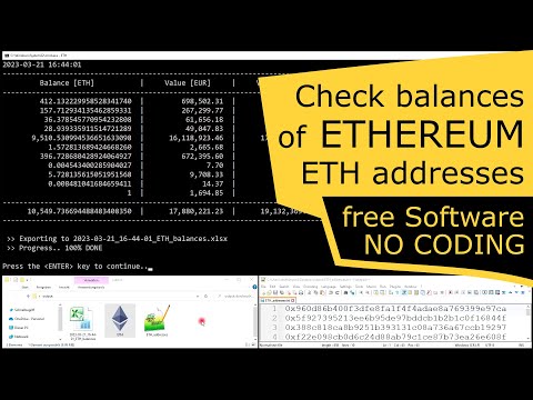 Check Ethereum ETH addresses balances - No coding - FREE software