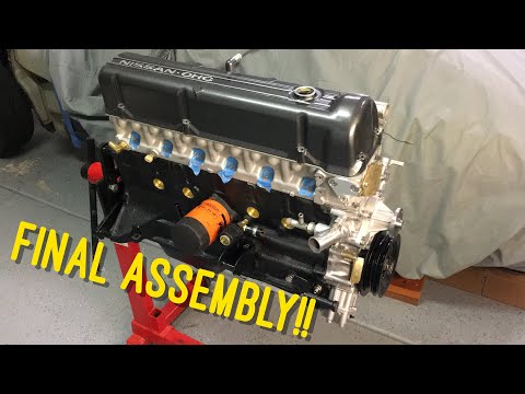 Final assembly of the Datsun L28 engine