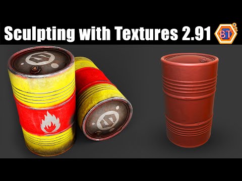 Blender 2.91 _ Oil Barrels | Sculpting with Textures
