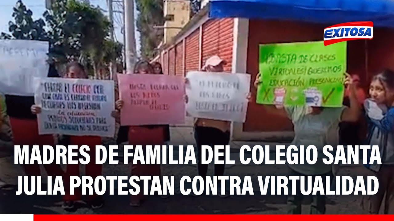 🔴🔵 Chiclayo: Madres de familia del colegio Santa Julia protestan contra virtualidad