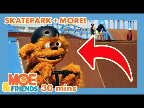 Moe Explores a Skatepark + More | Educational Videos for Kids | The Moe Show | Moe & Friends | 30min