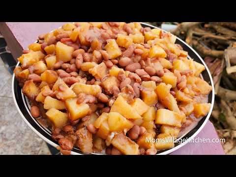 How To Make Katogo (Cassava and Beans) - Ugandan African Food - Mom's Village Kitchen