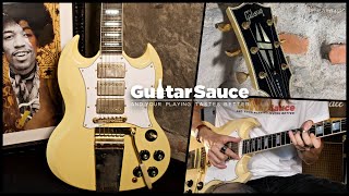 Video thumbnail for Gibson Custom Shop Jimi Hendrix Signature 1967 SG Custom Reissue 2020 | Demo by Paul Audia by Guitar Sauce