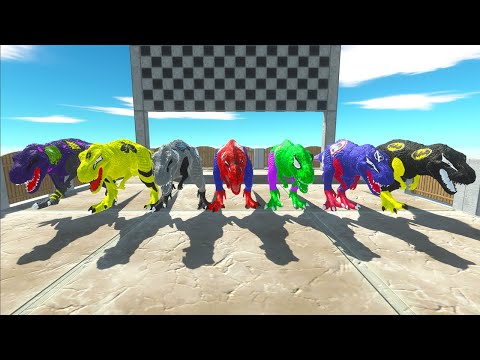 Speed Race Marvel Dc Trex Superhero Vs Therizinosaurus - Animal Revolt Battle Simulator
