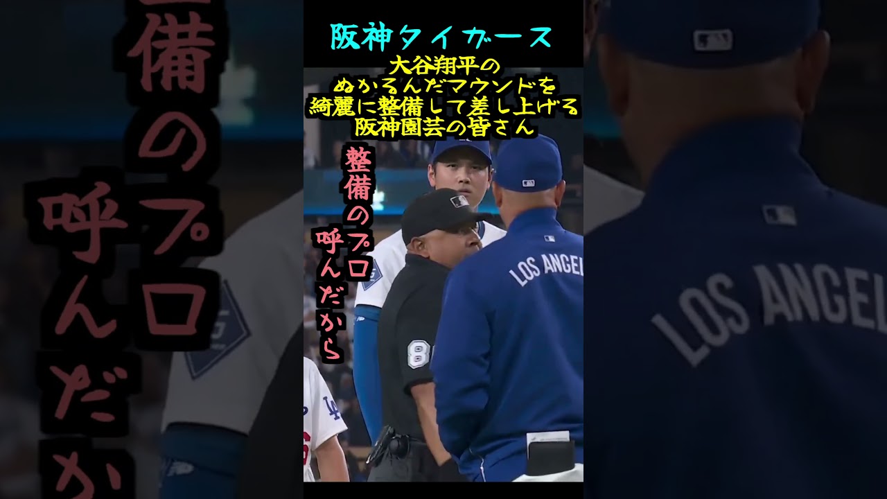 【ロサンゼルスドジャース】大谷翔平のぬかるんだマウンドを綺麗に整備して差し上げる阪神園芸の皆さん＃大谷翔平＃阪神園芸＃阪神＃ロバーツ監督優しい