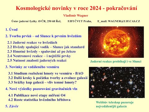 Vladimír Wagner: Kosmologické novinky v roce 2024 - 2. část, zkr. ver. (8.10.2025)