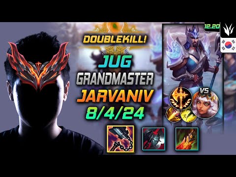 천상계 정글 자르반 4세 템트리 룬 선혈 정복자 - GrandMaster Jarvan IV Jungle vs Qiyana - 롤 KR 12.20
