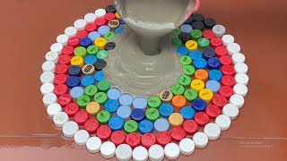 Recycle Bottle Caps , Cement and Tires/  Diy Beer Bottle Cap Table .