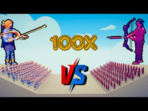 100x RANGED UNITS vs 100x RANGED UNITS - Totally Accurate Battle Simulator TABS
