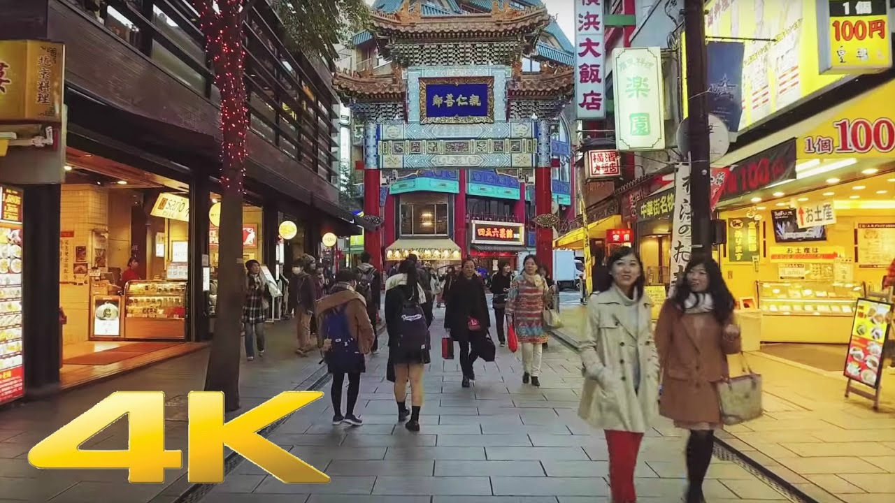 Immersive street-level walking tour through Yokohama Chinatown, Japan, showcasing authentic urban landscapes, local architecture, and the vibrant atmosphere of the city's neighborhoods