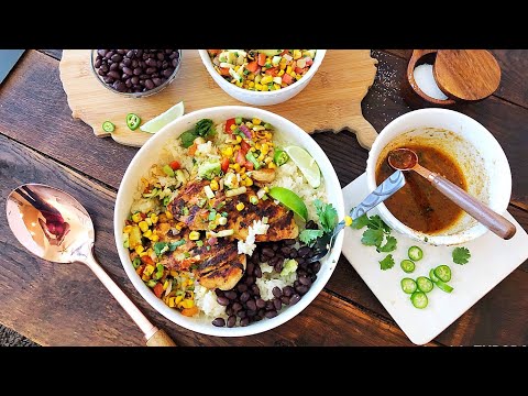 Pollo a la Parrilla con Arroz ~ Frijoles Negros y Salsa de Elote || Fuego en La Cocina