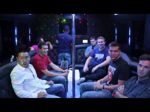 Getting ready for the night on party bus - bachelor party