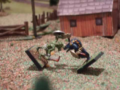 Warhammer Battle Royale Report fight 5 -Saurus vs Savage Orc