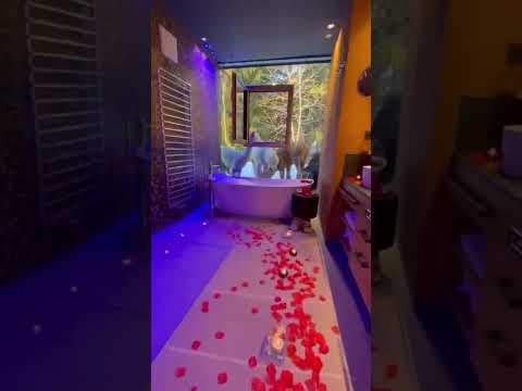 Romantic bathtub with a beautiful view