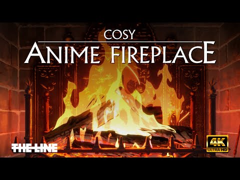 Cosy Anime Fireplace 4K (8HOURS) Warm Crackling Sounds | The Line