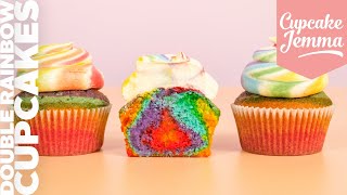EPIC Double Rainbow Tie Dye Cupcakes | Cupcake Jemma