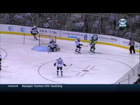 Erik Cole breakaway on  Ryan Miller St. Louis Blues vs Dallas Stars 4/11/14 NHL Hockey.