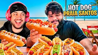 PROVANDO HOT DOGS GIGANTES NA PRAIA DE SANTOS! - React Thiago Quatroque