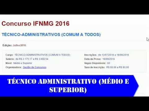 Edital Concurso IFNMG 2016 - Técnico Administrativo (Médio e Superior)