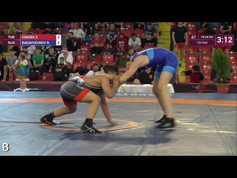 1/8 FS - 45 kg: E. SIMSEK (TUR) v. R. BAGAVUDINOV (RUS)