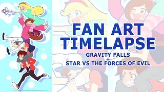 Fan Art Timelapse: Gravity Falls + Star vs the Forces of Evil