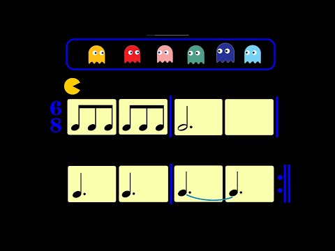 Pac-Man Play Along  - Compound Meter Level 3 - 6/8 - Dotted Quarter - Tie - Dotted Half