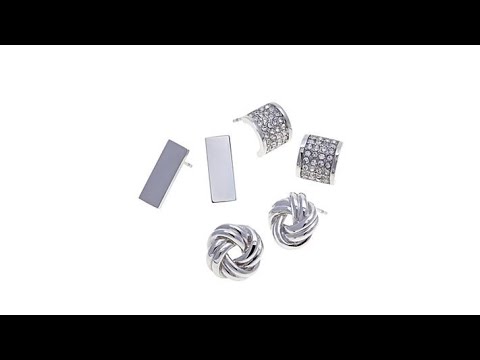 Stately Steel 3 Pairs of Stainless Steel Earrings