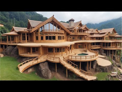 Man Builds Amazing Wooden Mansion in Mountain Start to Finish by @Carpenter_AnXu