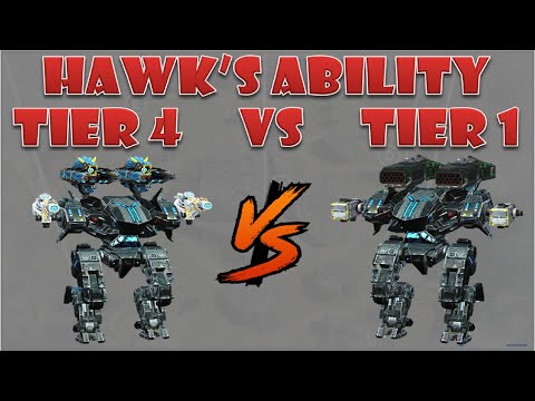 Tier 4 vs Tier 1 weapons effect on Hawk's ability damage and chests opening war robots