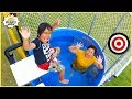 Ryan Plays Dunk Tank Family Challenge With Daddy And Mommy